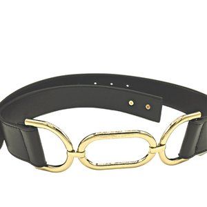 NWT Women's Dress Belt Black Elastic Triple Ring